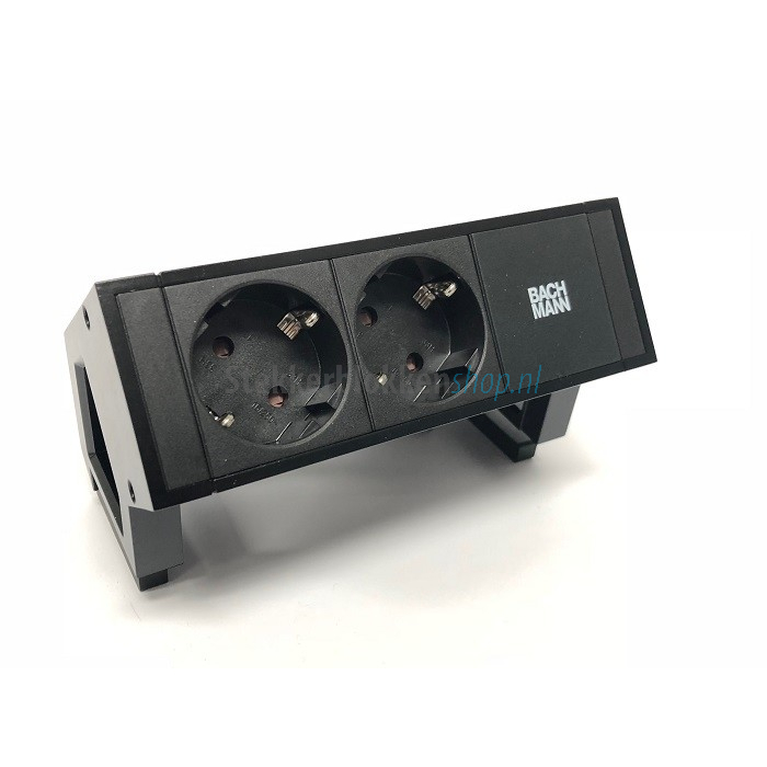 Desk 2 bureau stekkerdoos Bachmann 2x stopcontact zwart