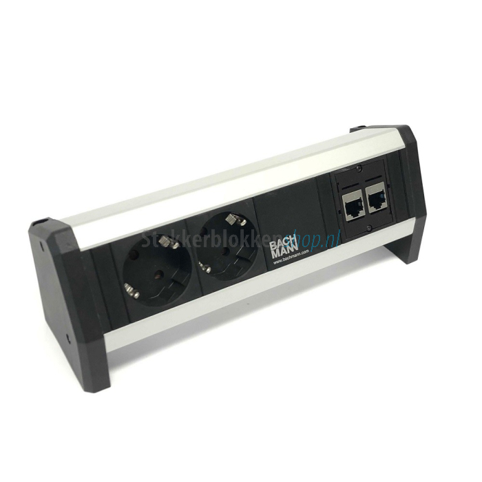 desktop stekkerdoos 2x stopcontact en 2x internetaansluiting