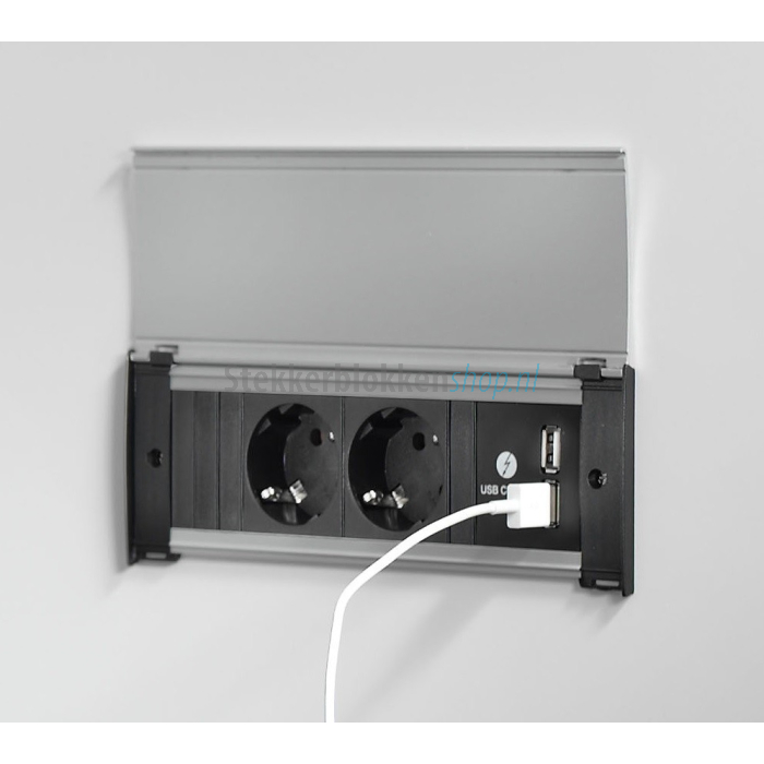 Kapsa inbouw stekkerdoos 2x stopcontact en USB laders
