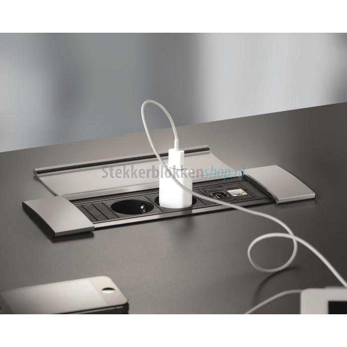 power frame inbouw stekkerdoos met klep