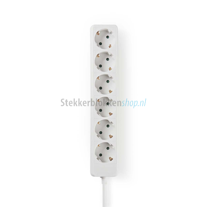 Stekkerdoos 6-voudig met 3 meter kabel wit
