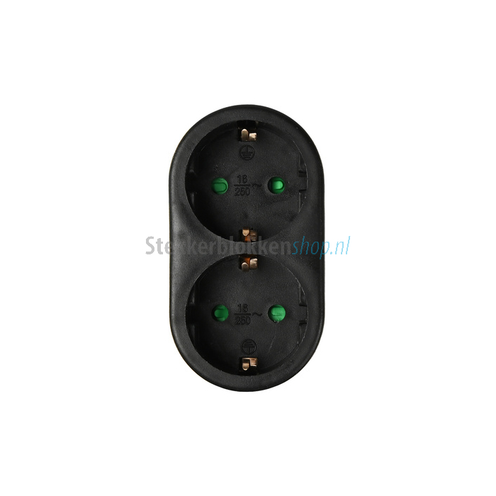 Stopcontact splitter verticaal zwart