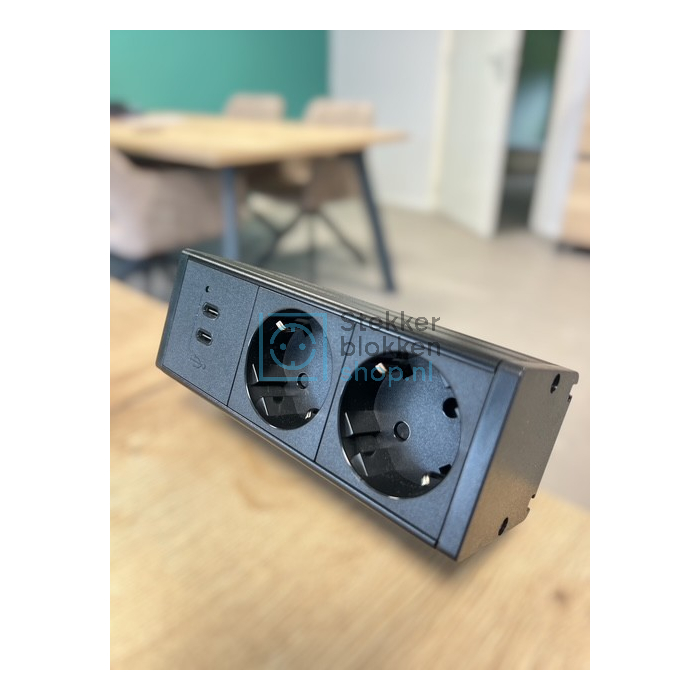 07SG1011B - OnDesk stekkerdoos SGN zwart 2x230 2x usb-c incl. bladklem