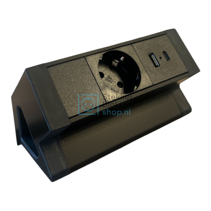 681048 - Filex desk up zwart 1x stopcontact usb a-c lader 1,5m schuko
