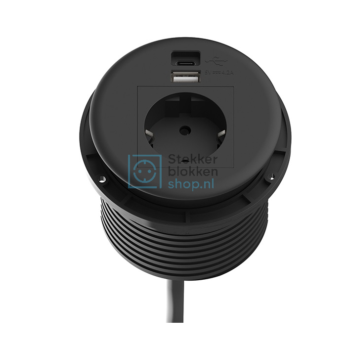 charge inbouw unit usb zwart