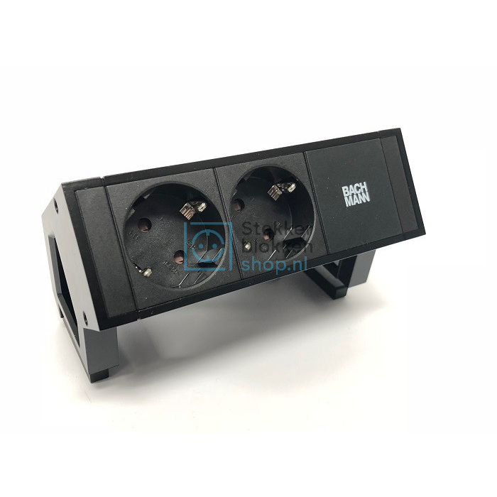 Desk 2 bureau stekkerdoos Bachmann 2x stopcontact zwart