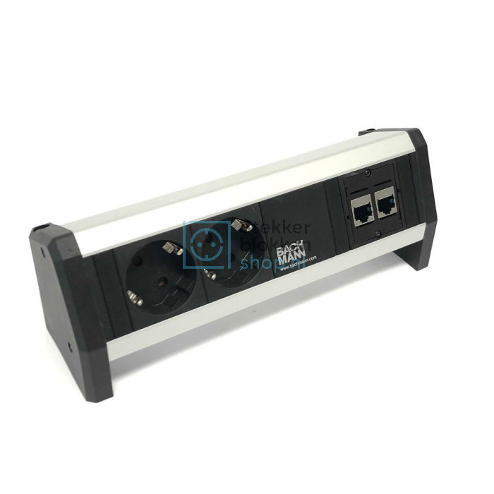 desktop stekkerdoos 2x stopcontact en 2x internetaansluiting