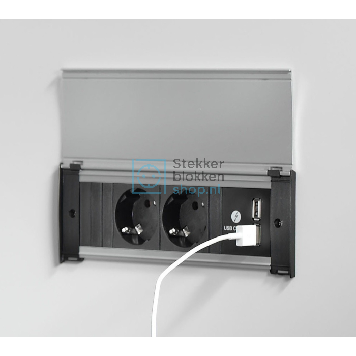 Kapsa inbouw stekkerdoos 2x stopcontact en USB laders