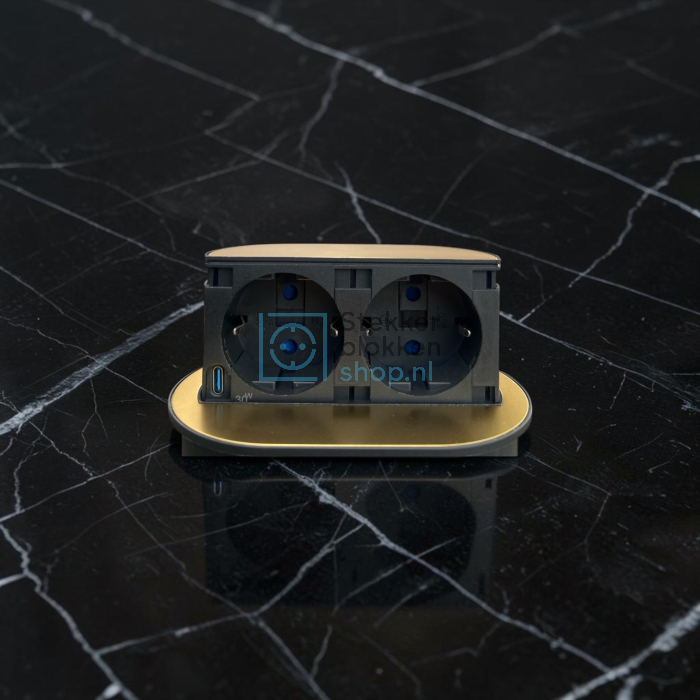 Piccolino stekkerdoos gold 2x stopcontact usb-c