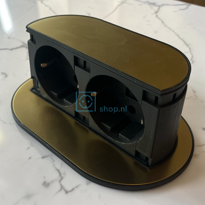 Piccolino stekkerdoos gold 2x stopcontact usb-c