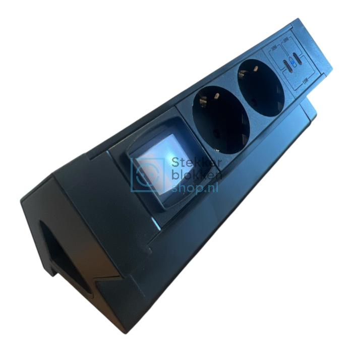 SGN 07SG8816M - Buro stekkerdoos Exit Black USB-CC charger met switch