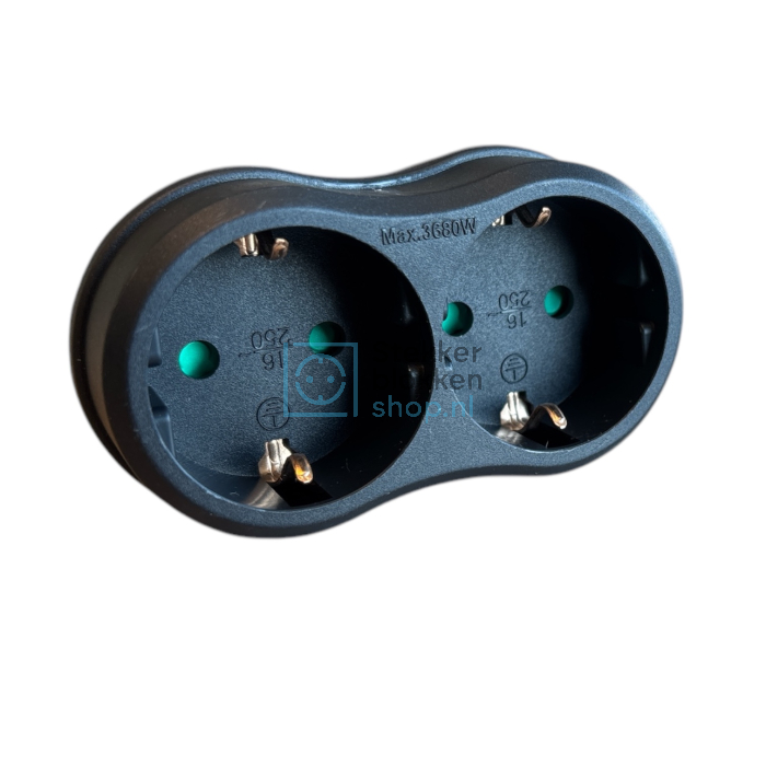 stopcontact splitter horizontaal zwart