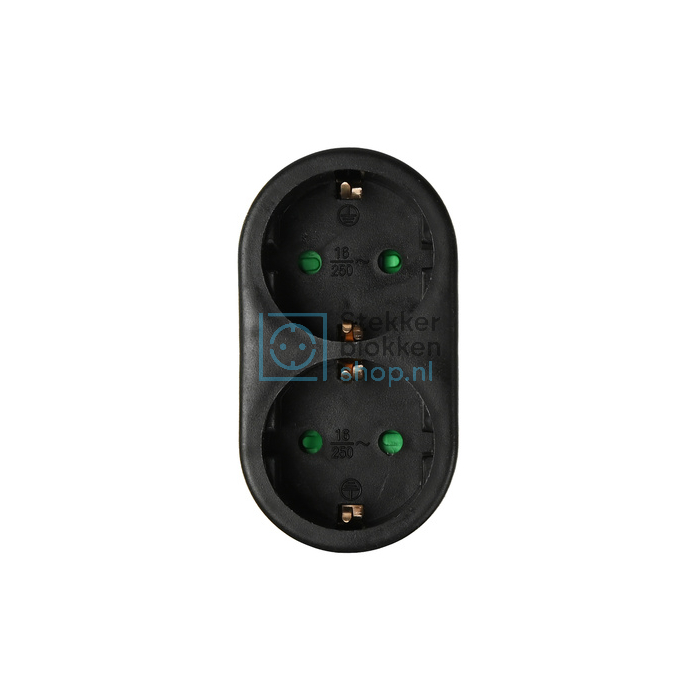 Stopcontact splitter verticaal zwart