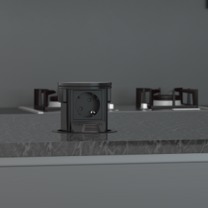 Pop-up 5551 zwart met 1 stopcontact 2m stroomkabel