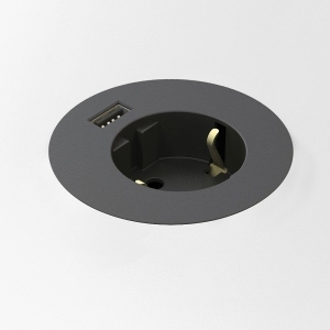 Powerdot midi 1xstopcontact 1x USB lader zwart