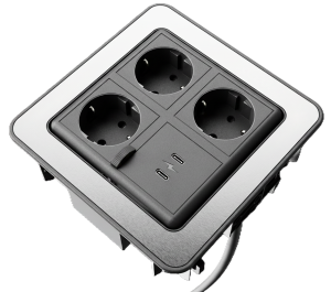 FlipAround 3x stopcontact usb C/C lader rvs