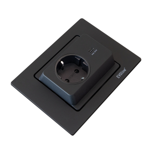 Evoline Spin zwart 1x stopcontact 1x usb-c lader 20Watt