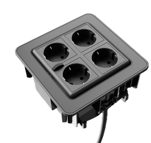 FlipAround 4 x stopcontact, kabel 2m zwart