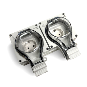 Dubbel opbouw stopcontact ip66 wit met klep wit