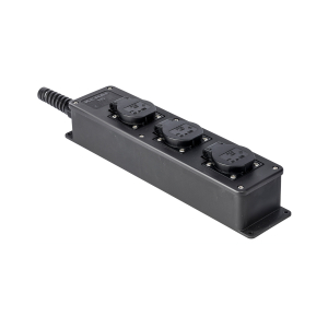 Snoercentrale 3-voudig 16A 250V zwart knikbescherming