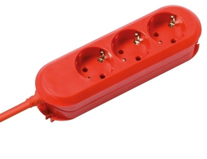Verlengsnoer 3-voudig stopcontact rood